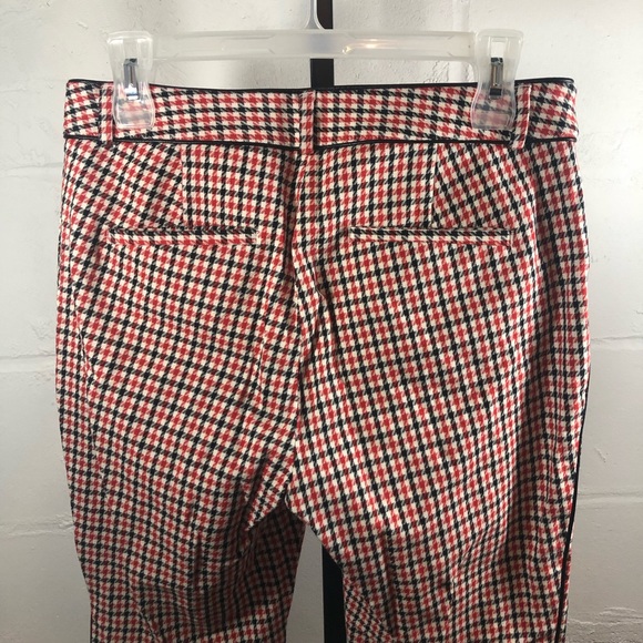 Banana Republic Sloan Red Black Houndstooth Plaid Ankle WOMEN'S Pants Size 6S - Picture 5 of 9